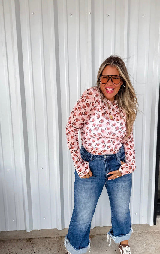 Boujee Football Mesh Top
