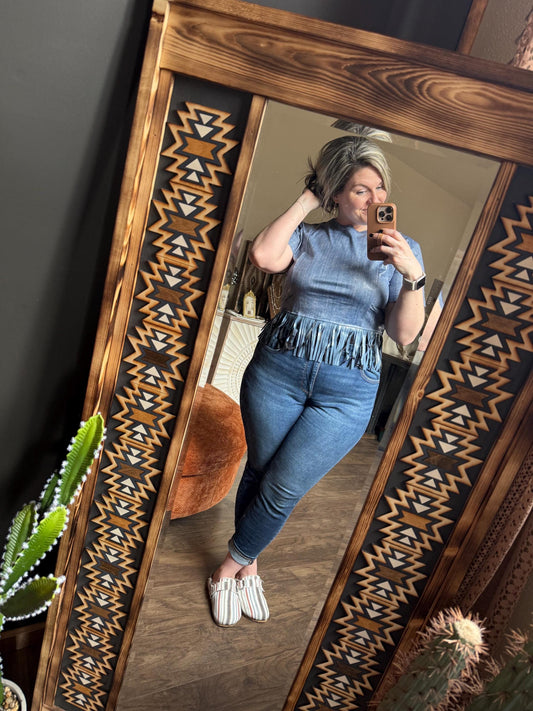 Denim Fringe Top
