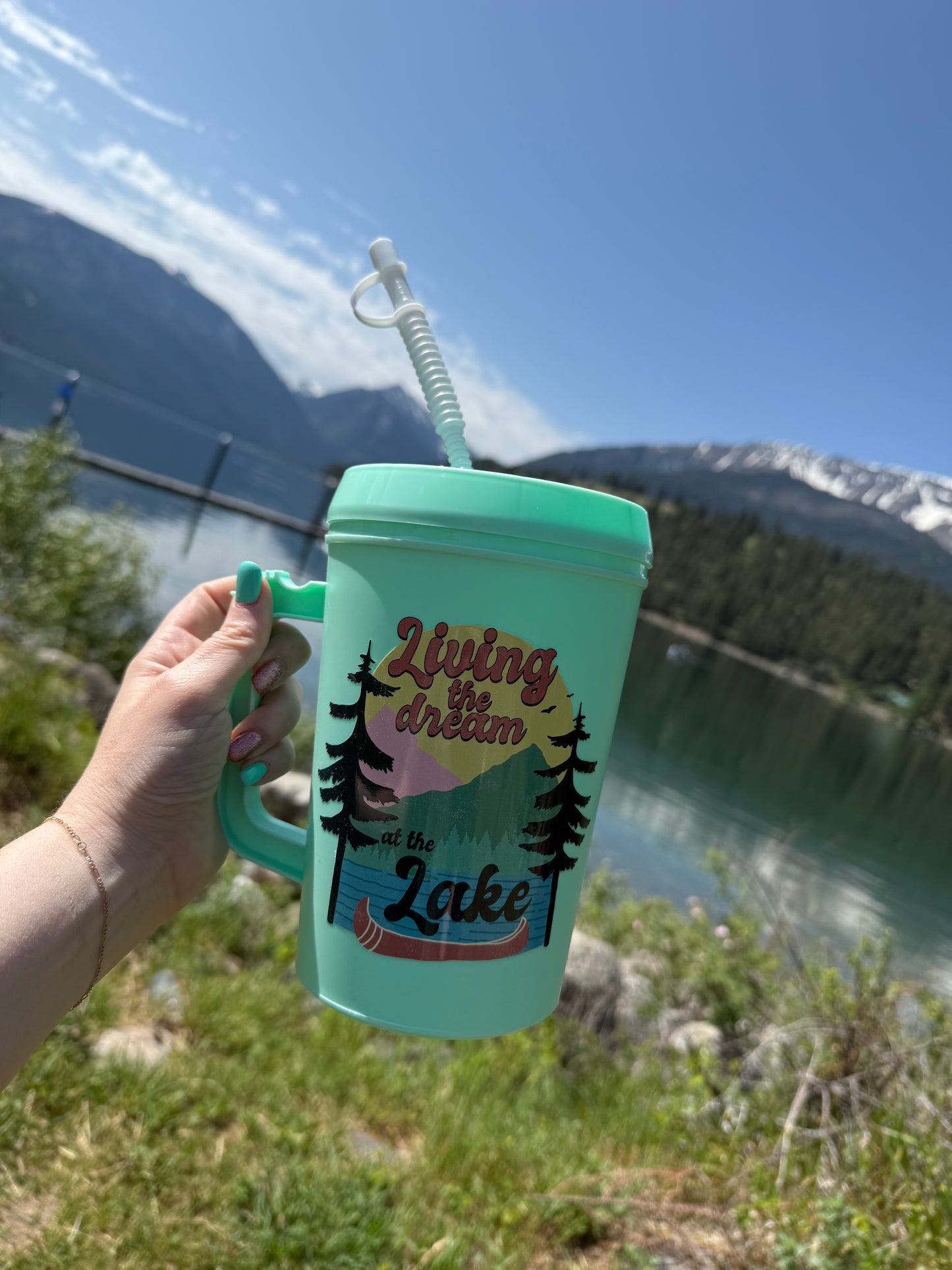 Living The Dream At The Lake- Retro Mug