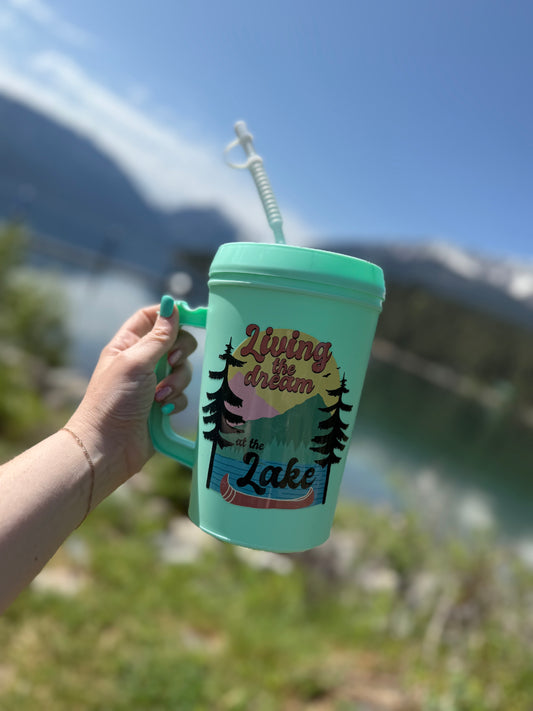 Living The Dream At The Lake- Retro Mug