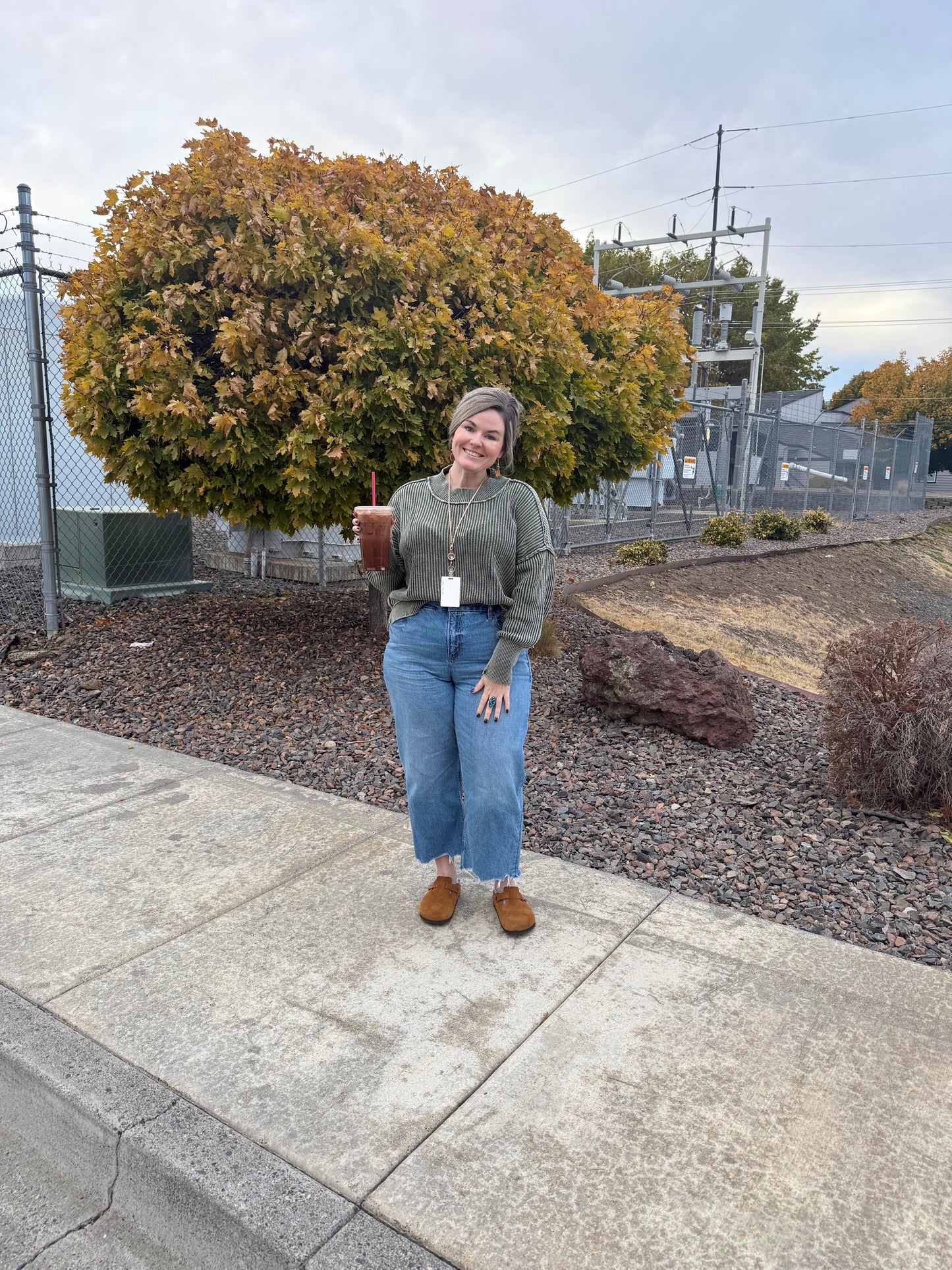Ribbed Mineral Wash Sweater- Olive