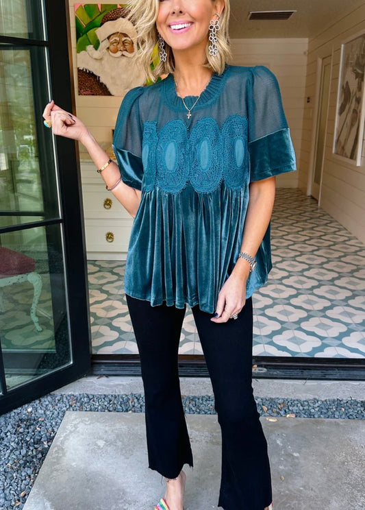 Velvet Class Babydoll Top {Blue}