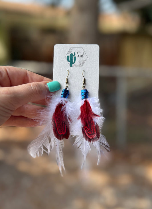 Red, White, & Blue Feather Ear Candy