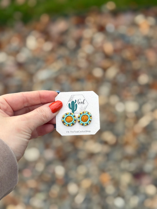 Seed Bead Stud- Mint